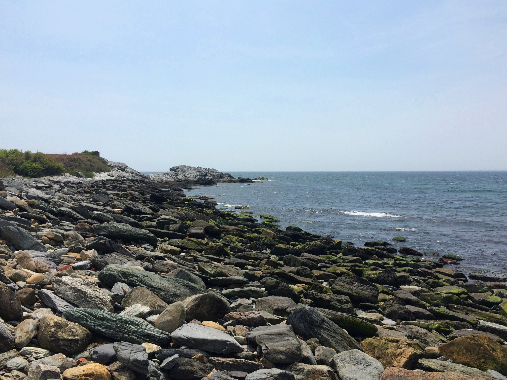 Rocky shoreline on Ocean Avenue just north of Brenton Point in Newport